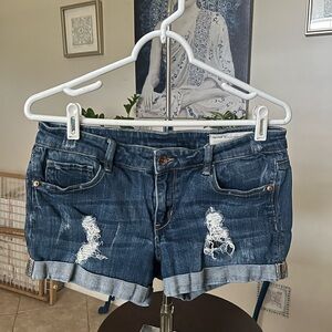 Special A Jeans Distressed Denim Cuffed Shorts - L